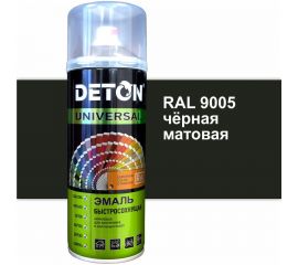 Эмаль DETON акриловая, быстросохнущая, черный, матовый, RAL 9005, аэрозоль 520 мл DTN-A07265 