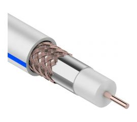 Коаксиальный кабель REXANT DG 113, Cu/Al/Cu, 75%, 75 Ом, бухта 100 м, белый 01-2471 