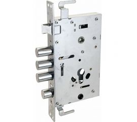 Врезной замок без ручек для металлических дверей Аллюр ЗВ1-08А-C AТМ-L (левый; автоматический; без цилиндрового механизма) 7934 