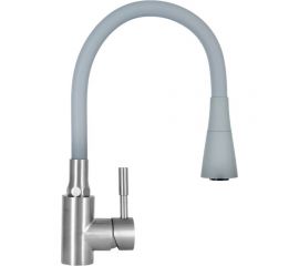 Смеситель для кухни WISENT с гибким изливом и душевой насадкой (серый) WG74199-9 