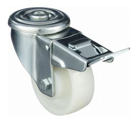 Колесо поворотное с отверстием 12 мм и тормозом (100 мм; подшипник скольжения; грузоподъемность 250 кг; полиамид) СТЕЛЛА-ТЕХНИК N45100PNYDB 