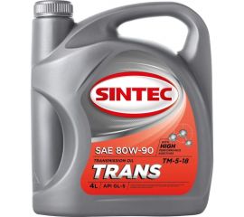 Минеральное трансмиссионное масло Sintec TRANS ТМ5-18 SAE 80W-90 API GL-5 4 л 900275 