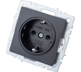 1-местная розетка IEK Brite рс14-1-0-брч с заземлением, с защитными шторками, 16А, черный BR-R14-16-K02 