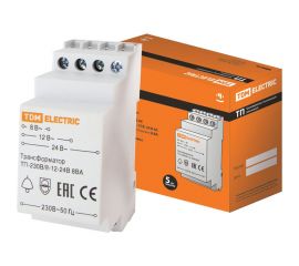 Понижающий звонковый трансформатор TDM ТП-230В/8-12-24В 8ВА DIN-рейка SQ0225-0001 