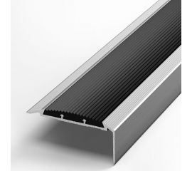 Порог угловой алюминиевый (57.7х27 мм; 0.9 м; без покрытия; черная резинка) Лука УТ000023759 