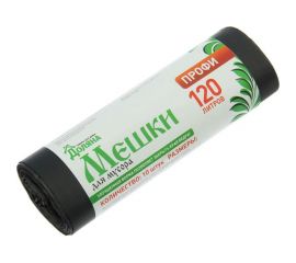 Мешки для мусора Профи (10 шт; 67х105 см; 120 л; 12 мкм; ПНД; черные) Доляна 1506437 