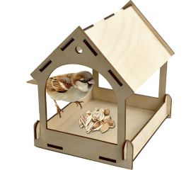 Деревянная модель для сборки PREZENT Кормушка садовая 2, 17x14.5x18 см КРМ-002 