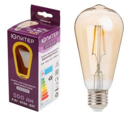 Светодиодная филаментная лампа ЮПИТЕР E27 ST64 6 Вт 3000К JP6006-01 
