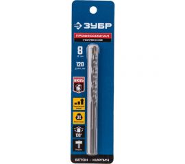 Сверло по бетону усиленное ЗУБР Профессионал 8х120 мм, 3-х гранный хвостовик 2916-120-08_z01 