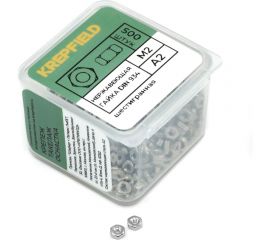 Гайка KREPFIELD нержавеющая, М2, DIN 934, А2, шестигранная, 500 шт. 934А2ГАЙКАМ2-500 