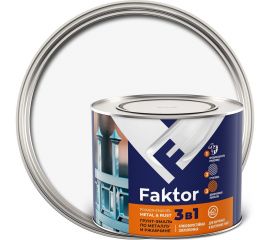 Грунт-эмаль ЯРОСЛАВСКИЕ КРАСКИ FAKTOR на ржавчину 3 в 1, белая, банка 1.9 кг 215143 