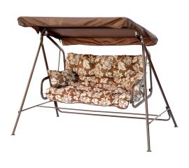 Cадовые качели OLSA Невада аналог Бари 2-х местные, каркас коричневый, коричневый, рисунок цветы с1332 