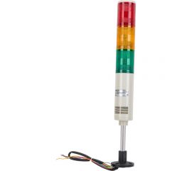 Светосигнальная колонна INNOCONT d=56мм, светодиод, стойка 70мм, основание d=70мм, постоянное свечение, зуммер, цвет: красный, желтый, зеленый, 220VAC, IP50, кабель 0,5м TL56B-220-RYG 