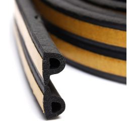 Самоклеящийся резиновый уплотнитель SDM тип P, 9х5,5 мм, черный, 100 м 00-00004745 