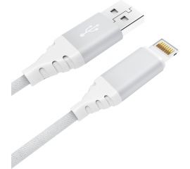 Дата-кабель AKAI CE-610 USB A- Lightning, 1м, 2.1А, текстиль, белый CE-610W 
