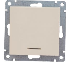 Одноклавишный выключатель UNIVersal с подсветкой серия афина, с/у, 10а, 220в, слоновая кость ivory еврослот A0121-I 