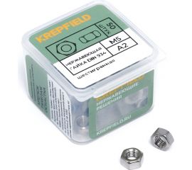 Гайка KREPFIELD нержавеющая, М5, DIN 934, А2, шестигранная, 50 шт. 934А2ГАЙКАМ5-50 