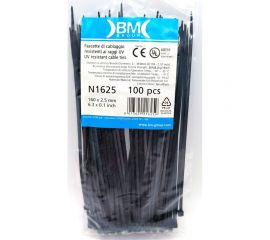 Кабельная стяжка BM Group цвет черный, устойчивая к воздействию УФ-лучей, 160x2,5 мм, 100 шт. BM-N1625 