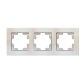 Трехместная горизонтальная рамка UNIVersal серия афина жемчуг еврослот A0045-OBr 