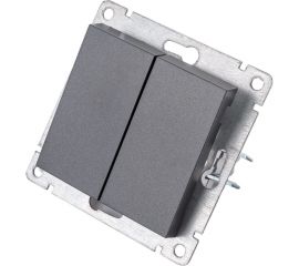 Двухклавишный выключатель UNIVersal серия афина, с/у, 10а, 220в, графит еврослот A0023-Gr 