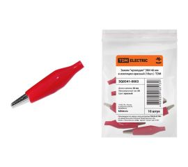 Зажим крокодил TDM ЗКИ 5А 46мм в изоляции красный 10шт SQ0541-0003 