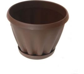 Горшок с поддоном Материя Пластика Знатный шоколадный, диам. 110 мм, 0.45 л 044167 