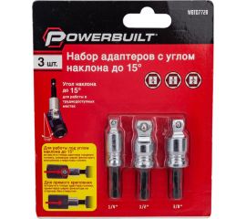 Набор адаптеров для торцевых головок powerbuilt 3 шт, 1/4"", 1/2"", 3/8"", с углом наклона до 15 градусов TORGWIN WBT0772R 