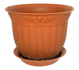 Кашпо с поддоном Эльфпласт Флора диаметр 25 см, 5 л, терракотовое 032797 
