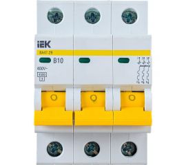 Автоматический модульный выключатель IEK 3п B 10А ВА 47-29 4.5кА ИЭК MVA20-3-010-B 