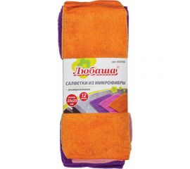 Салфетки универсальные 12 шт ЛЮБАША, 25 x 25 см, из микрофибра, 603938 