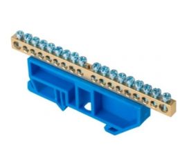 Шина EKF ""0"" N, 18 отверстий, латунь, синий изолятор на DIN-рейку, PROxima sn0-63-18-d 