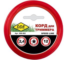 Корд триммерный на подвесе Speed line 2.4 мм, 12 м, красный, звезда DDE 908-962 
