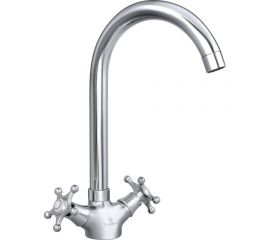 Смеситель для мойки СЛАВЕН с высоким изливом, двуручный СЛ-ДВ-И22 
