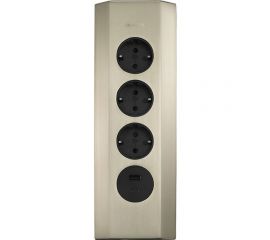 Механический блок розеток Mebax 50F 3 секции Серый металлик угловая 2 USB 00-00001588 