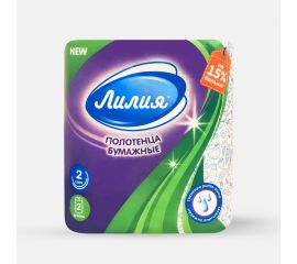 Полотенца бумажные Лилия 2слоя 2рулона белый цвет 7570 