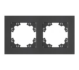 Двухместная горизонтальная рамка UNIVersal серия афина графит еврослот A0044-Gr 