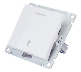 Проходной одноклавишный выключатель UNIVersal с подсветкой серия афина , с/у, 10а, 220в, белый еврослот A0125 