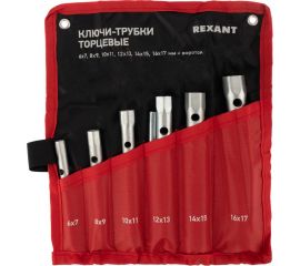 Набор трубчатых торцевых ключей REXANT 8x17 мм, 6 шт, вороток, оцинкованные, в сумке 12-5874-2 
