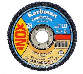 Диск лепестковый прямой по нержавеющей стали Flap 125x22 мм, Р40 Karbosan 82290 