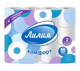 Туалетная бумага Лилия Комфорт 2слоя 12рулонов 193 