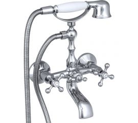 Смеситель для ванны СЛАВЕН с коротким литым изливом, переключатель флажковый, двуручный СЛ-ДВ-А30 