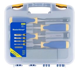 Набор стамесок МастерАлмаз в пластиковом кейсе, 8, 10, 18, 25 мм + точильный камень 10507108 