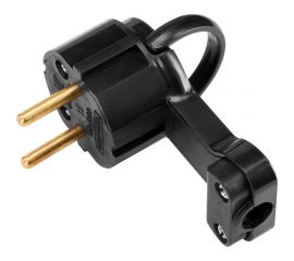 Угловая плоская вилка Bylectrica с откидным кольцом, без земли, 6А, В6-060 черный 