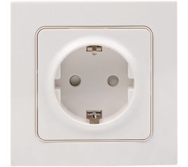 1-местная розетка EKF PROxima Стокгольм, с заземлением, 16А, белая, с защитными шторками EXR16-028-10 