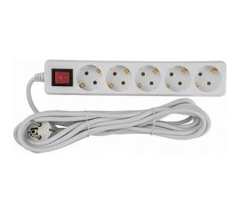 Бытовой удлинитель General Lighting Systems GES-16-3x100-5-7m-S 16А 3x1 мм2 5мест 7м с заземлением, с выключателем 470048 