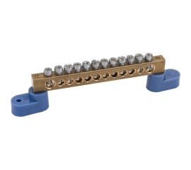 Нулевая N шина на двух угловых синих изоляторах REXANT 8х12 мм 12 групп 11-2335 