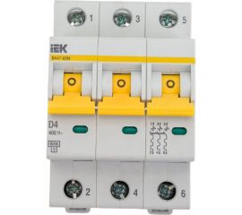 Автоматический выключатель IEK ВА47-60M 3Р 4А 6кА D MVA31-3-004-D 