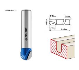Пазовая галтельная фреза ЗУБР Профессионал 6.4х13 мм, радиус 3.2 мм 28751-6.4-13 