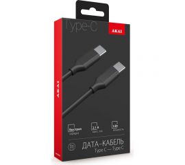 Дата-кабель AKAI Type C- Type С , 1м, 2,1А, TPE , черный CE-468B 