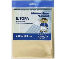 Штора для ванной Мамонтенок Чистолюб полиэтилен, 180x180 см, бежевый MPM8706 
